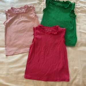 Crewcuts Three Kids Tank Tops - Light Pink, Green, Bright Pink